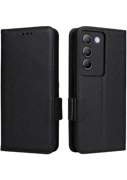 Vivo Y200E 5g Yan Toka Manyetik Cüzdan Kart Yuvaları Tutucu Pu (Yurt Dışından)