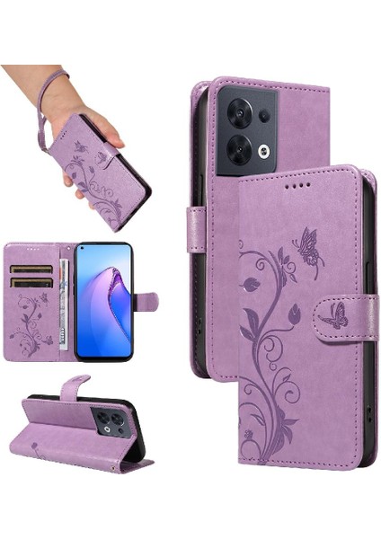 Oppo Oppo 8 Pro 5g Için Kılıf Kabartmalı Kelebek Yüksek Kaliteli Deri Telefon Kılıfı (Yurt Dışından)