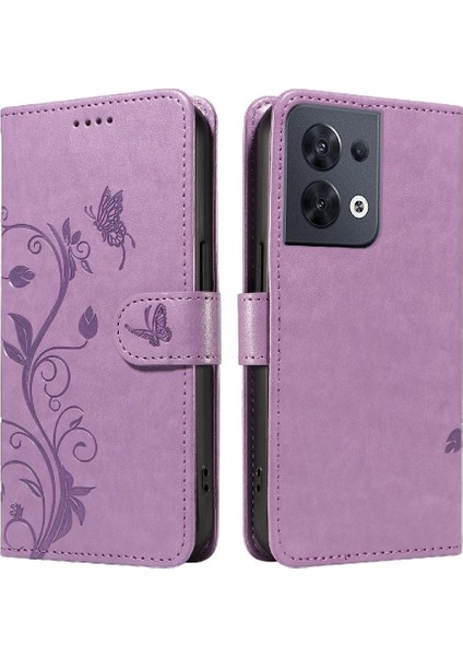 Oppo Oppo 8 Pro 5g Için Kılıf Kabartmalı Kelebek Yüksek Kaliteli Deri Telefon Kılıfı (Yurt Dışından)