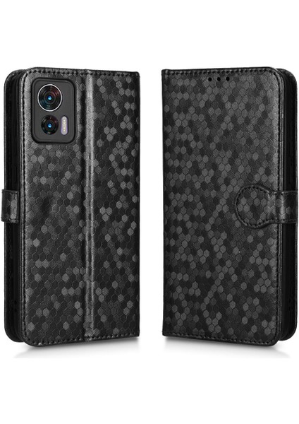 Motorola Kenar 30 Neo Geometrik Desen Deri Cüzdan Kapak Için Kılıf (Yurt Dışından)