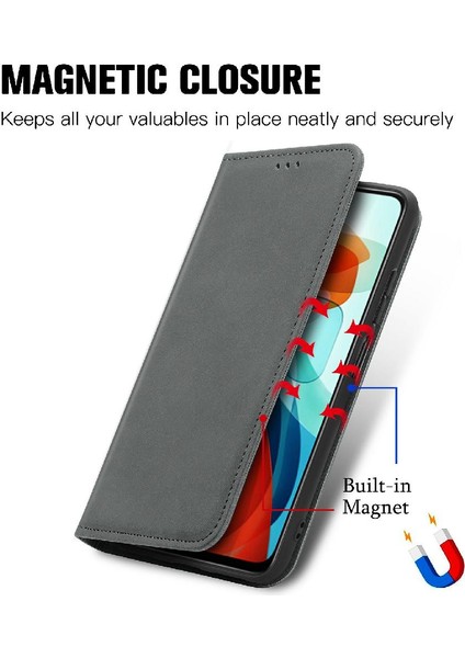 Redmi Not 10 Pro 5g Için Kılıf Kapak Çevirin Darbeye Cüzdan Basit Deri (Yurt Dışından)