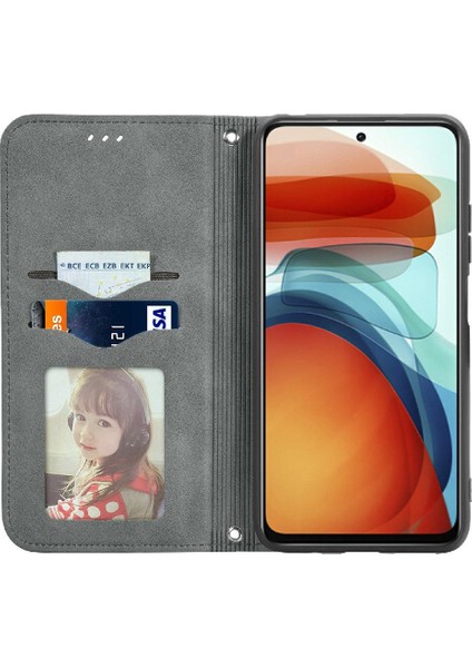 Redmi Not 10 Pro 5g Için Kılıf Kapak Çevirin Darbeye Cüzdan Basit Deri (Yurt Dışından)