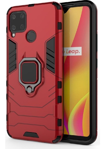 Realme C15 Darbeye Kapak Için Kılıf Kickstand Askeri Damla Koruma (Yurt Dışından) modelleri