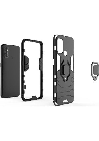 Oppo A53 4g Için Kılıf 360 &deg; Dönen Halka Darbeye Kapak Askeri Damla (Yurt Dışından)