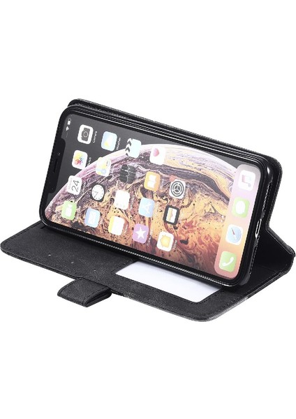 IPhone Xs Max Pu Deri Kart Tutucu Kickstand Manyetik Cüzdan (Yurt Dışından)