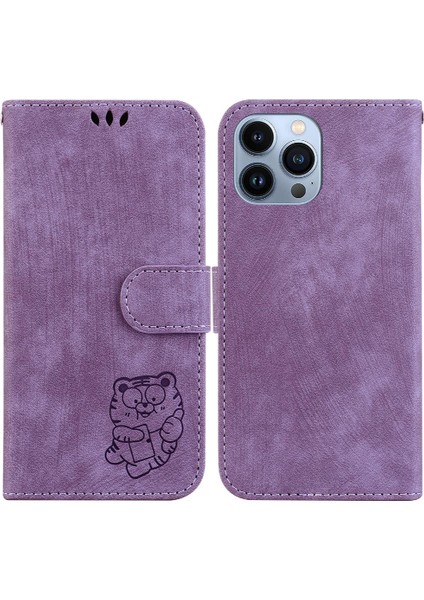 Iphone 13 Için Kılıf Pro Max Flip Folio Kart Cep Kabartmalı Sevimli Kaplan (Yurt Dışından)