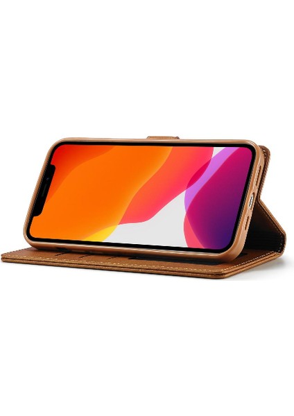 Tutucu Kart Yuvaları ile iphone 12 Mini Için Kılıf Cüzdan Buzağı Doku Flip (Yurt Dışından)