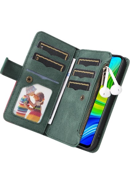 Xiaomi Redmi Not 9 Fermuar Cüzdan Tarzı ile Dokuz Kart Yuvaları (Yurt Dışından)