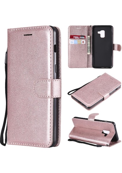 Kart Yuvası ile Samsung Galaxy A8 2018 Için Flip Case Yüksek Kalite Deri (Yurt Dışından)