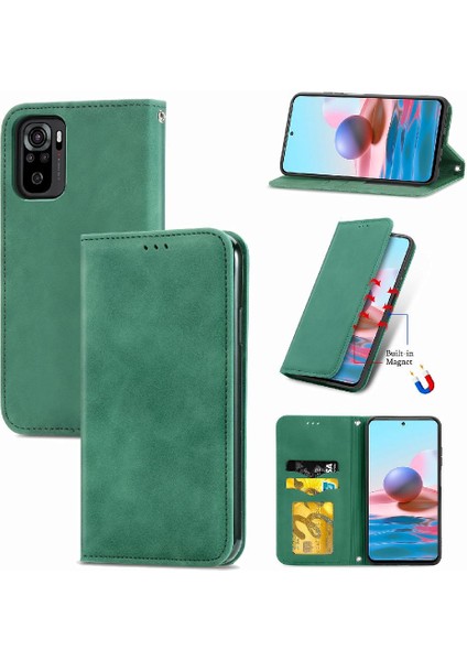 Redmi Not 10 Için Kılıf 4g Darbeye Deri Kılıf Basit Iş Cüzdan (Yurt Dışından)
