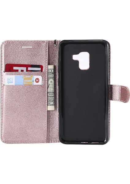 Kart Yuvası ile Samsung Galaxy A8 2018 Için Flip Case Yüksek Kalite Deri (Yurt Dışından)