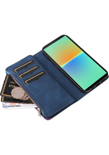 Sony Xperia 10 Iv Dokuz Kart Yuvaları Için Kılıf Fermuar Cüzdan Tarzı Iki Renkli (Yurt Dışından)