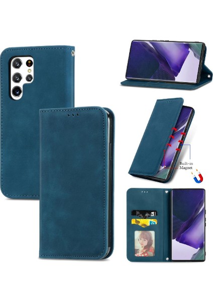 Samsung S22 Ultra Cüzdan Kılıf Kapak Kapak Basit Iş Için Kılıf (Yurt Dışından)