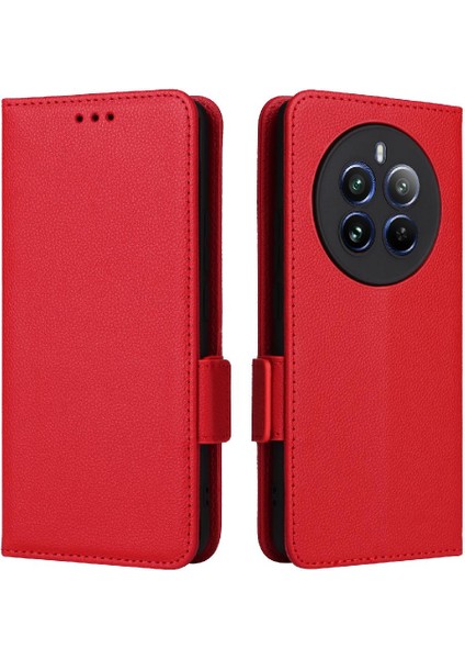 Realme 12 Pro Artı Yan Toka Pu Deri Cüzdan Kart Yuvaları Için Kılıf (Yurt Dışından)