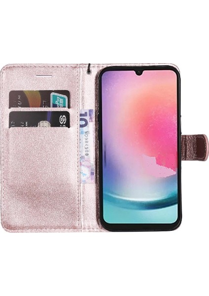 SZY Mall Kart Yuvası ile Samsung Galaxy A24 4g Yüksek Kalite Deri Için Flip Case (Yurt Dışından)