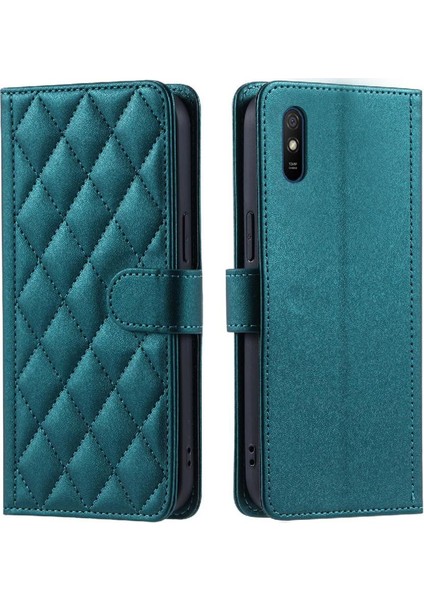 SZY Mall Telefon Kılıfı Için Xiaomi Redmi 9A Kafes Flip Folio Cüzdan Kart Yuvaları El (Yurt Dışından)