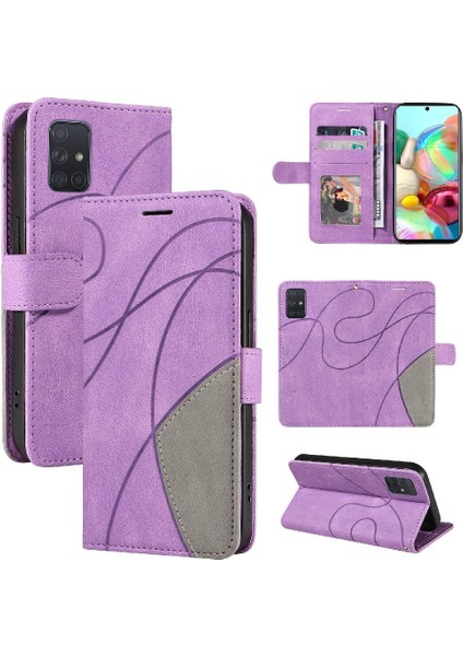 Kart Yuvası Standı Iki Renkli Dikiş ile Samsung Galaxy A71 4g Için Kılıf (Yurt Dışından) modelleri