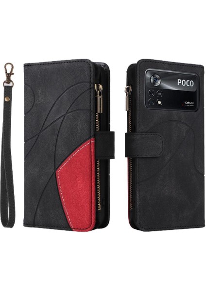 Xiaomi Poco X4 Pro 5g Kickstand Koruyucu Fermuar Cüzdan Tarzı (Yurt Dışından)