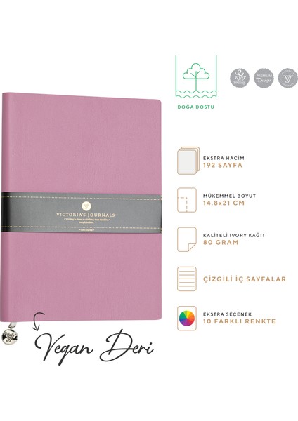 Smyth Classic Esnek Kapak Çizgili Defter, 14.8X21 cm -Pembe