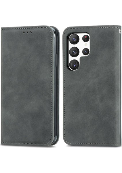 Samsung S23 Ultra Deri Kılıf Için Basit Iş Cüzdan Kapak Çevirin (Yurt Dışından)