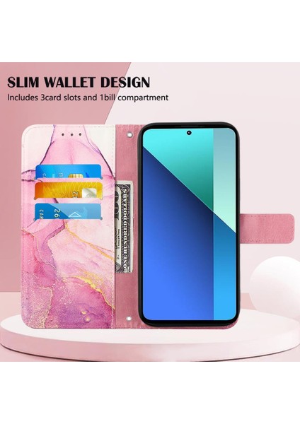 Xiaomi Redmi Için Not 13 4g Mermer Desen Kickstand Pu Deri Cüzdan (Yurt Dışından) fırsatları