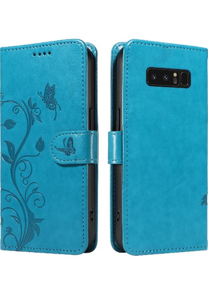 El Kayışı Kabartmalı Kelebek Cüzdan ile Samsung Galaxy Not 8 Için Kılıf (Yurt Dışından)