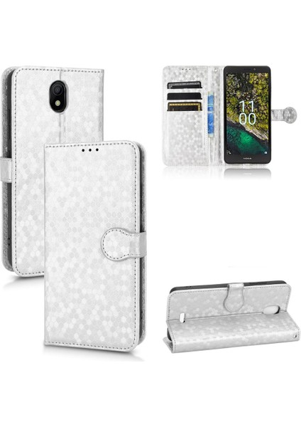 Nokia C100 Için Geometrik Desen Deri Cüzdan Kapak Manyetik Toka (Yurt Dışından)
