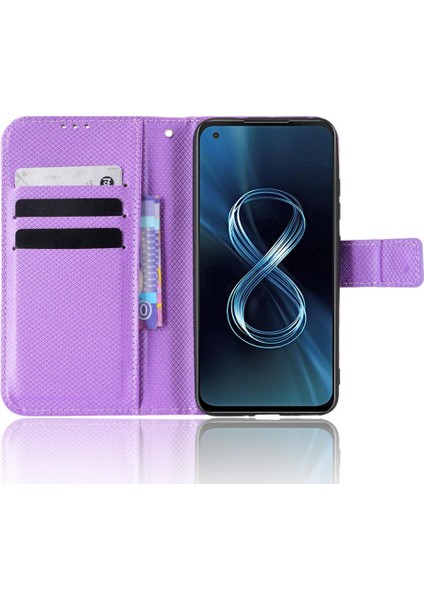 Asus Zenfone 8 Kickstand Kapak Manyetik Cüzdan Kart Tutucu Için Kılıf (Yurt Dışından)