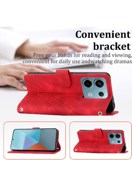 Xiaomi Redmi Not 13 Için Filp Durumda 5g Kickstand Pu Deri Kapak El Kartı (Yurt Dışından)