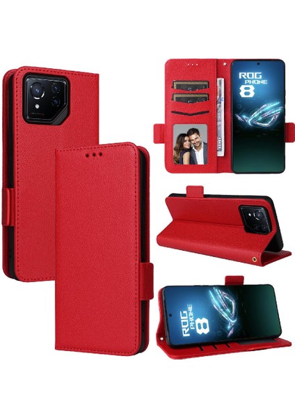 Asus Rog Telefon 8 Pu Deri Yan Toka Cüzdan Manyetik Kart (Yurt Dışından)