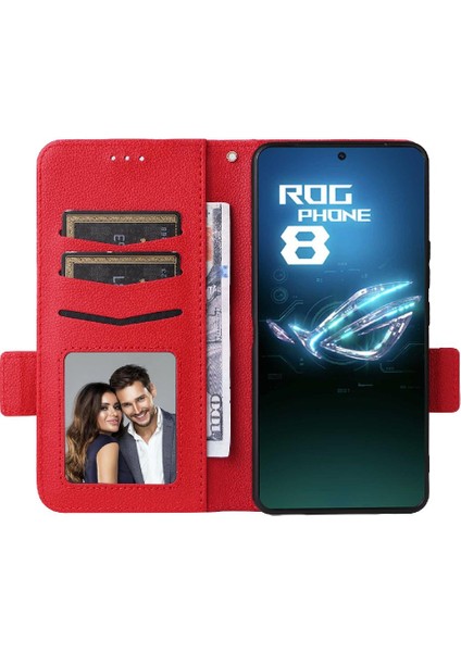 Asus Rog Telefon 8 Pu Deri Yan Toka Cüzdan Manyetik Kart (Yurt Dışından)