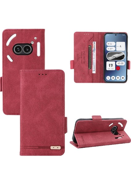 Nothing Telefon 2A Manyetik Karbon Fiber Deri Folio Flip Case (Yurt Dışından)