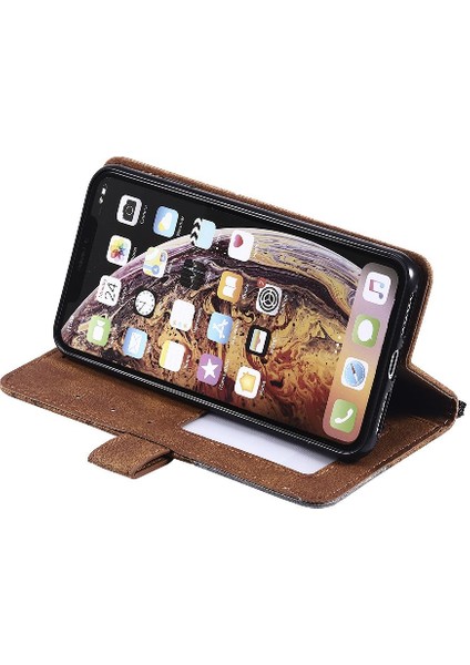 IPhone Xs Max Pu Deri Kart Tutucu Kickstand Manyetik Cüzdan (Yurt Dışından)