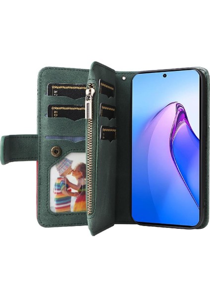 Kart Yuvası Standı Fermuar Cüzdan Tarzı ile Oppo Oppo 8 Pro 5g Için Kılıf (Yurt Dışından)