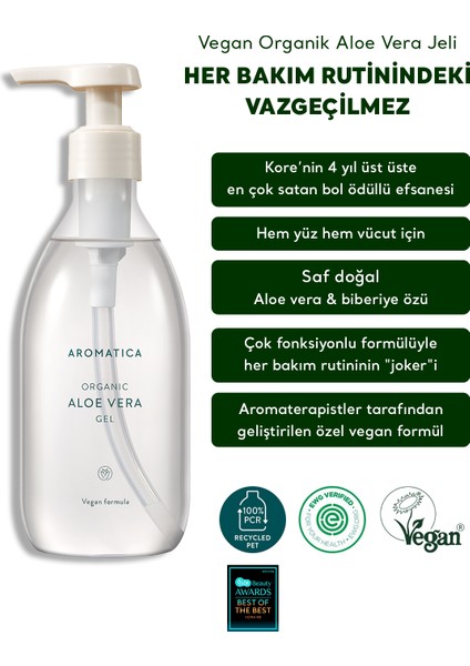 Organic / Soothing Aloe Vera Gel 300ml - Vegan Organik Aloe Vera Jeli