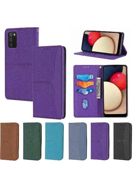 Samsung Galaxy A02S Kredi Kartı Tutucu Pu Deri Kapak Flip Book Için Kılıf (Yurt Dışından)