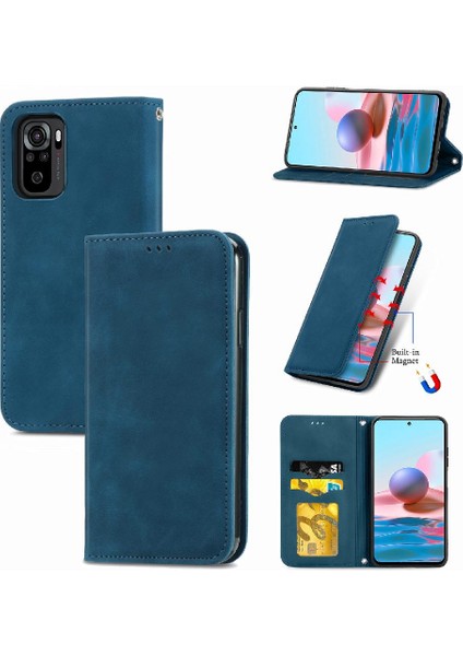 Redmi Not 10 Için Kılıf 4g Darbeye Deri Kılıf Basit Iş Cüzdan (Yurt Dışından)
