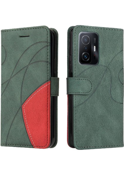 Xiaomi 11T/11T Pro Pu Deri Flip Folio Kılıf Kickstand Iki Renkli (Yurt Dışından)