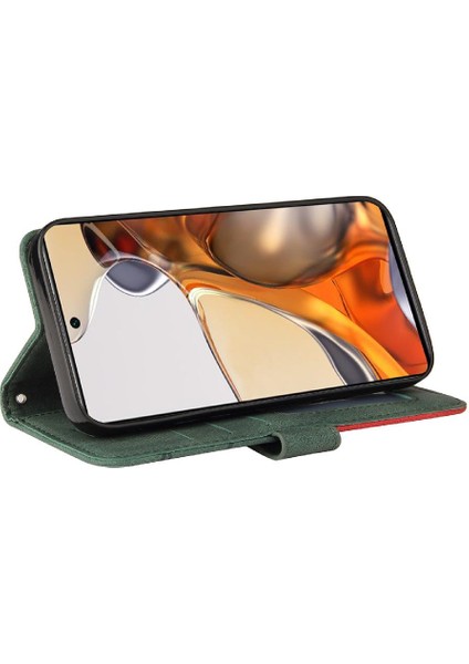 Xiaomi 11T/11T Pro Pu Deri Flip Folio Kılıf Kickstand Iki Renkli (Yurt Dışından)
