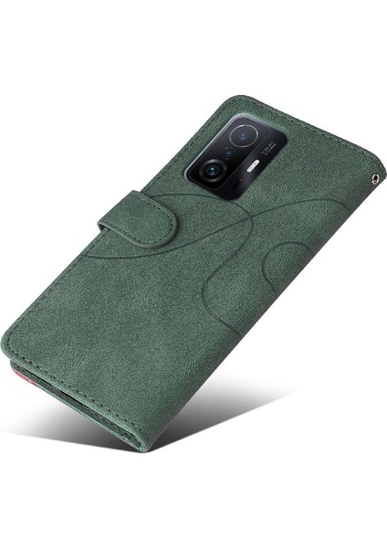 Xiaomi 11T/11T Pro Pu Deri Flip Folio Kılıf Kickstand Iki Renkli (Yurt Dışından)