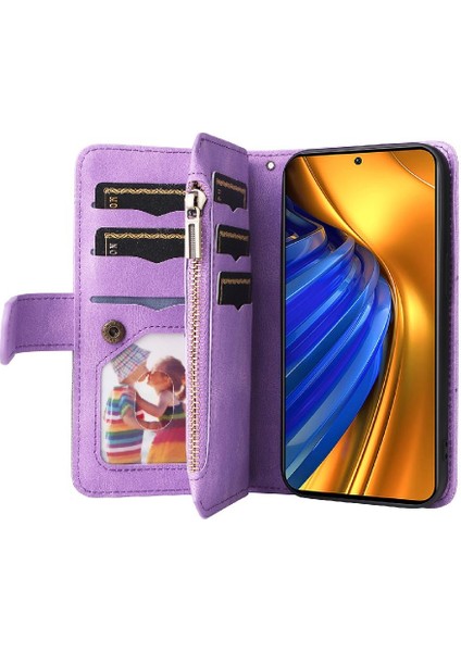 Xiaomi Poco F4 5g Fermuar Cüzdan Tarzı Kart Yuvası Standı Dokuz (Yurt Dışından)