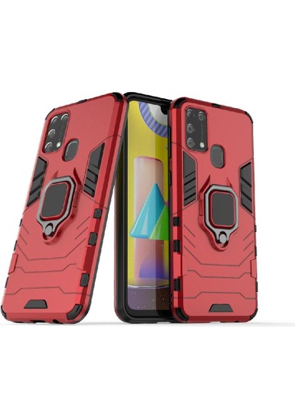 Samsung Galaxy M31 Kickstand Darbeye Kapak Için Kılıf 360 &deg; Dönen Halka (Yurt Dışından)