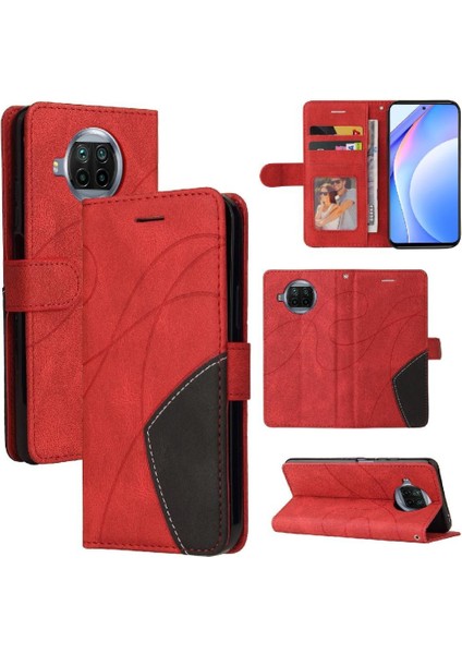 Xiaomi 10T Lite Için Kılıf Pu ile Iki Renkli Dikiş Kickstand Koruyucu (Yurt Dışından)