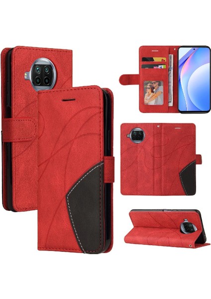 Xiaomi 10T Lite Için Kılıf Pu ile Iki Renkli Dikiş Kickstand Koruyucu (Yurt Dışından) modelleri