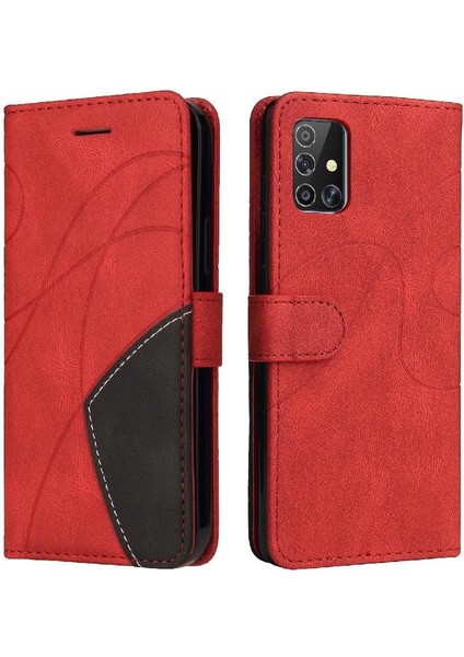 Kart Yuvası Standı Iki Renkli Dikiş ile Samsung Galaxy A71 4g Için Kılıf (Yurt Dışından)