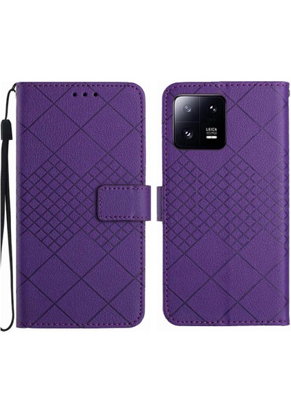 Xiaomi 13 Pro Için Flip Case Manyetik Kapak Elmas El Pu ile Kabartmalı (Yurt Dışından)
