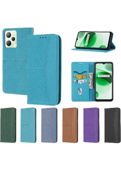Realme C35 Kredi Kartı Tutucu Pu Deri Kapak Flip Folio Kitap Için Kılıf (Yurt Dışından)