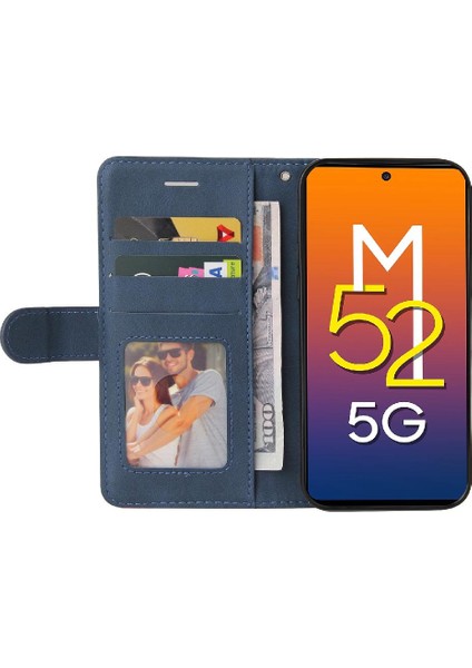 Samsung Galaxy M52 5g Iki Renkli Dikiş Kickstand Koruyucu Pu (Yurt Dışından)