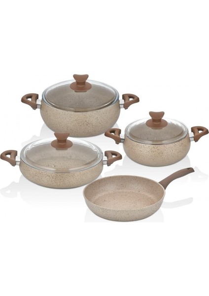 25 x 25 Mastercook Tombik 7 Parça Granit Tencere Seti Altın Rengi Granit 2,3 L Granit 4 Parça Kahve modelleri