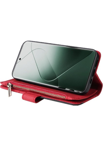 Xiaomi 14 Pro Iki Renkli Dikiş Dokuz Kart Yuvaları Fermuar Cüzdan (Yurt Dışından)